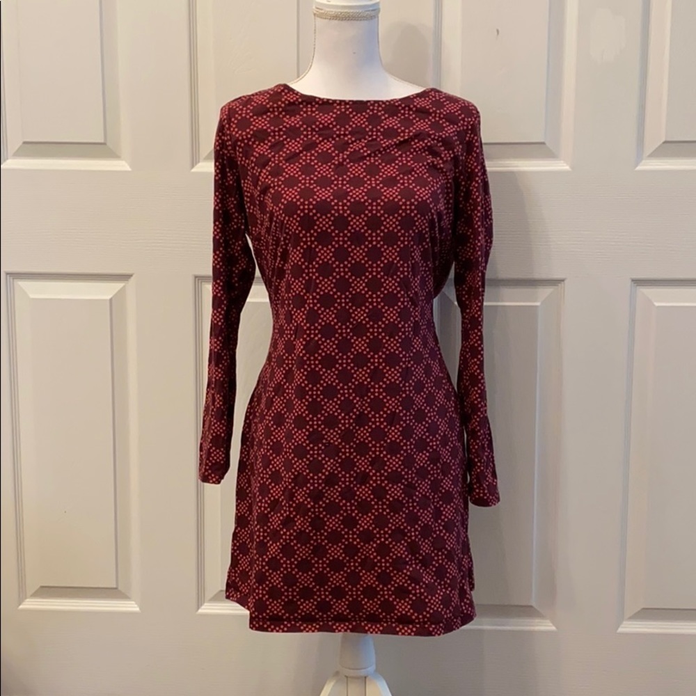 Boden jersey dress Maroon modest sheath size 14